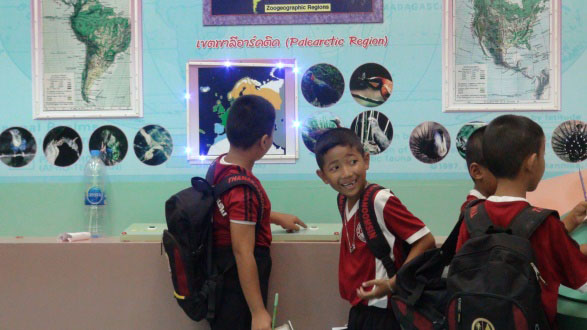 Kids enjoy the exhibition at Waghor
